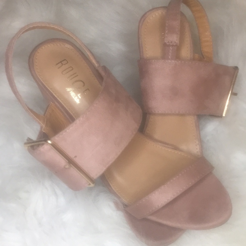 Pink buckle heels